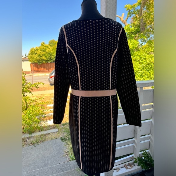 Calvin Klein Knit Black White Long Sleeve Sweater Dress,Size XL - Picture 5 of 8